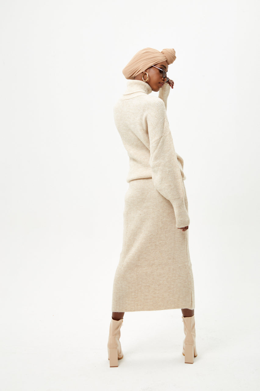 Cream Knit Jumper and Skirt Co-ord Set