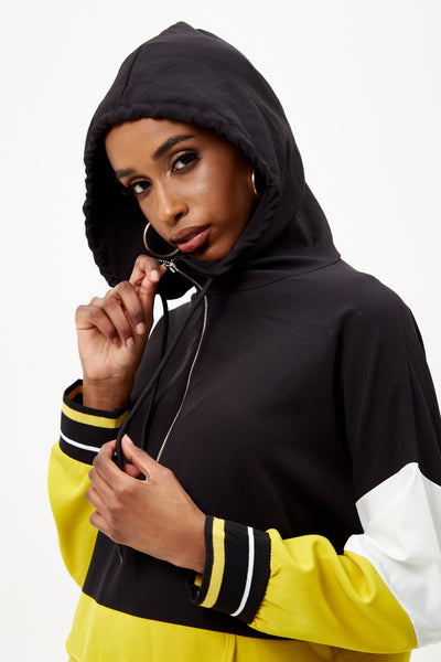 Black and Yellow Colour Block tracksuit