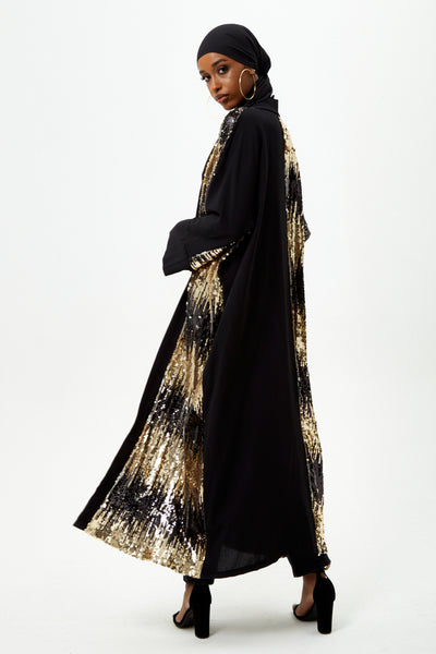 Black Embellished Luxury Sequin Abaya
