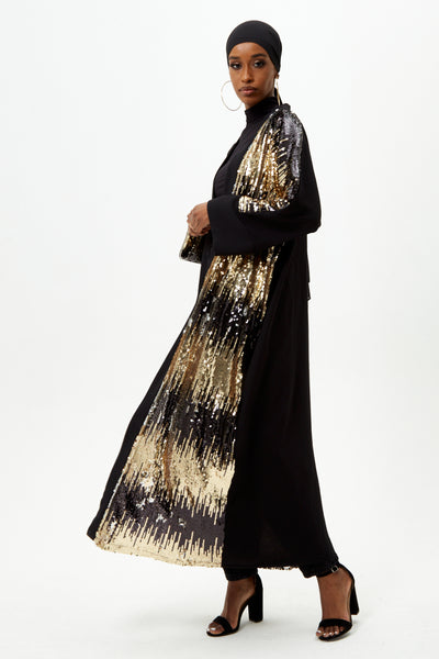 Black Embellished Luxury Sequin Abaya