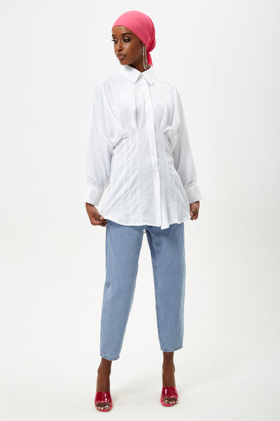 White Long Sleeve Poplin Shirt