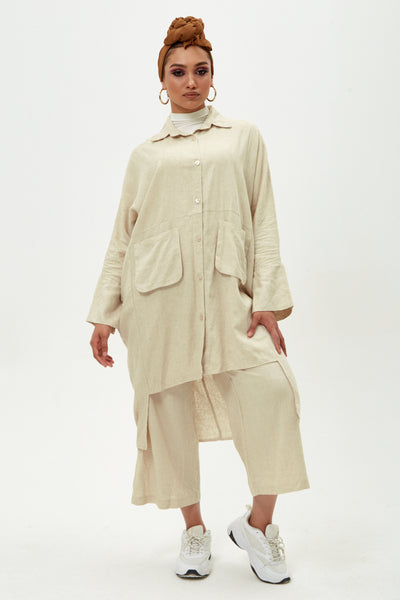 Oversize Cream Woven Wide Leg Trousers Co-ord Set