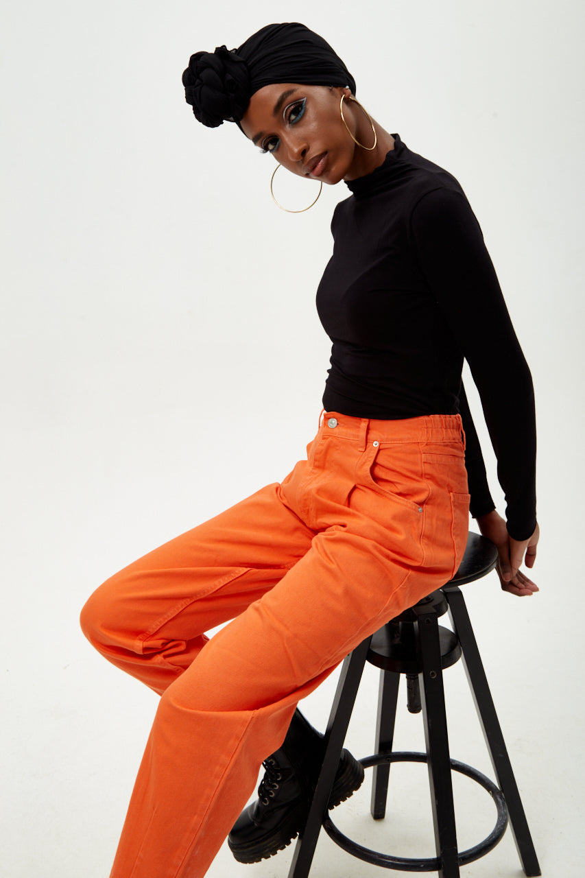 Dilvin Neon Orange Tapered Jeans