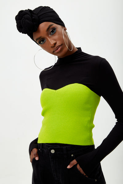 Neon Green Ribbed Knitted Bandeau